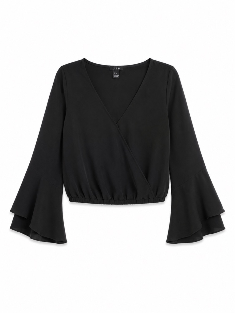 ❁ 3/$15 ❁ Black V-Neck Tiered Bell Sleeve Blouse, Size S
